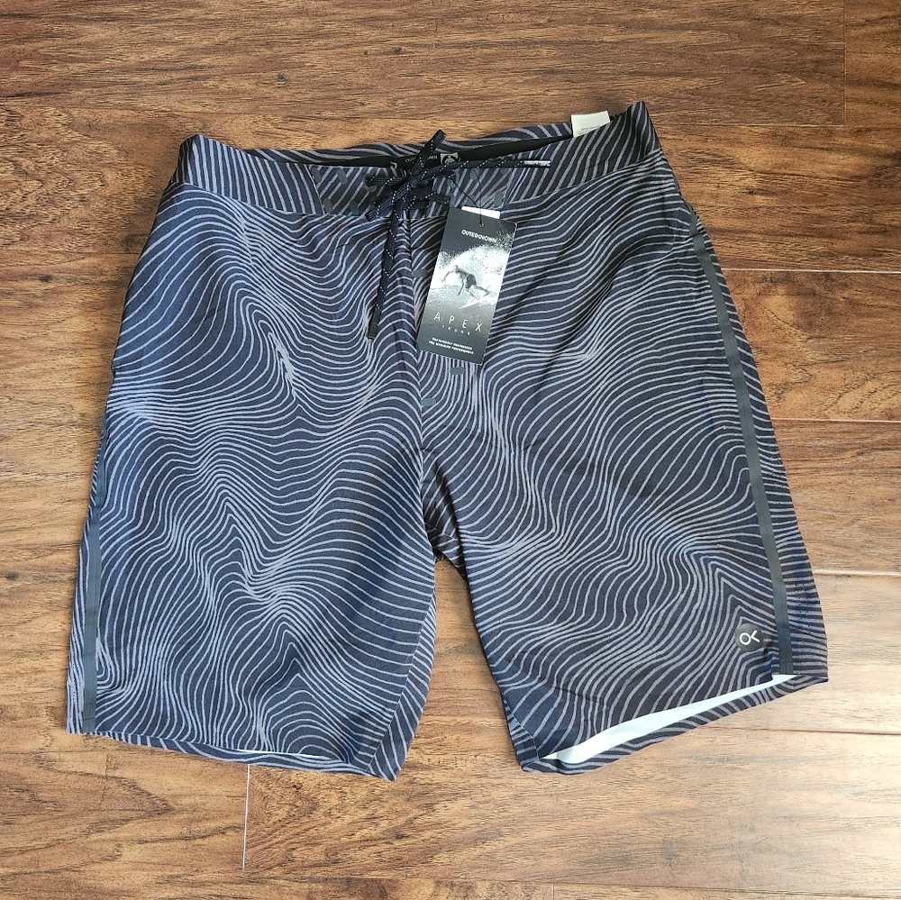 Outerknown Black and White Men Swim Board Shorts